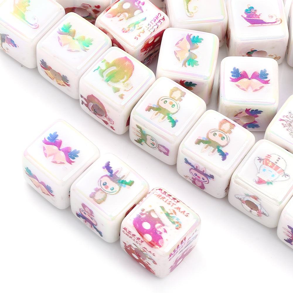 White Square Acrylic Beads
