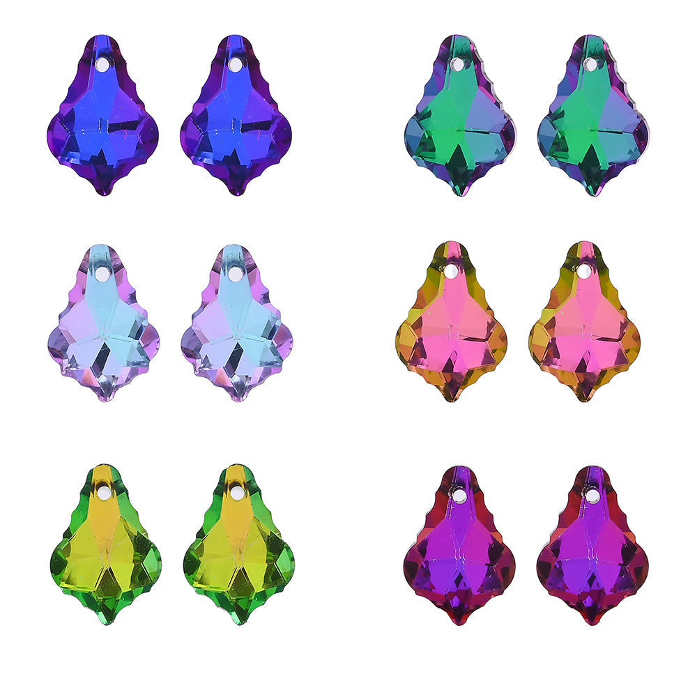 AB-Plated Glass Maple Leaf Pendant Charms