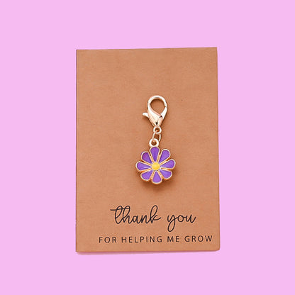 Daisy Flower Keychain with Thank You Card