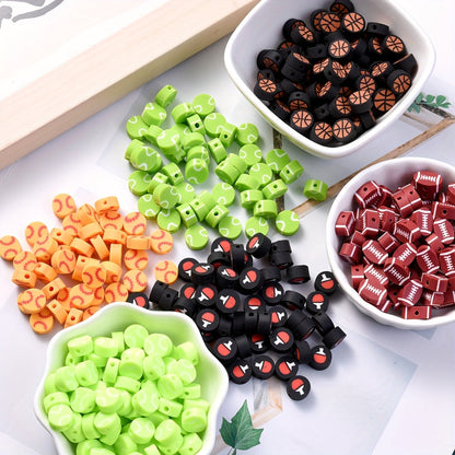 50-Piece 10 mm Mixed Sports Ball Soft Clay Beads