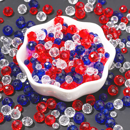 Patriotic Red White and Blue Faceted Glass Bead Set