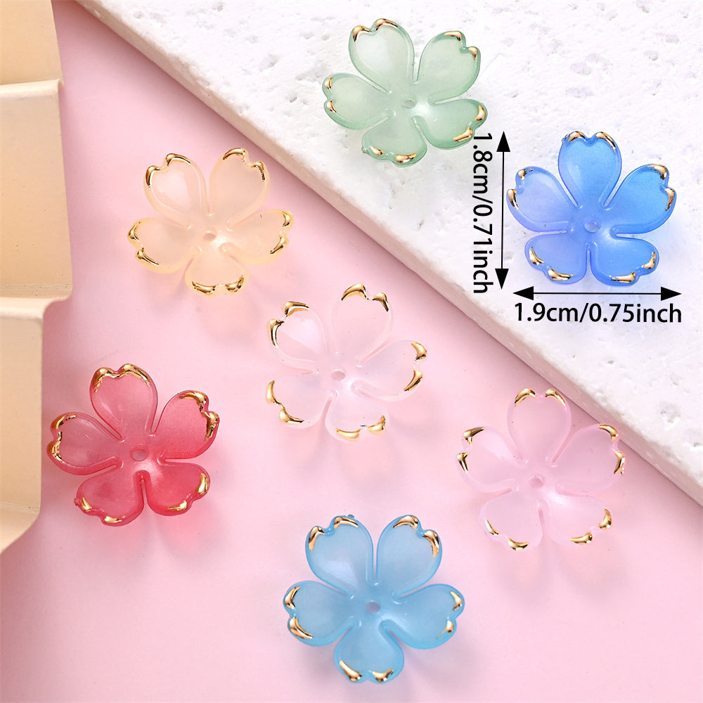 200PCS 19mm Colorful Five-Petal Flower Acrylic Beads