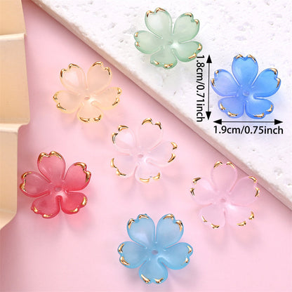 200PCS 19mm Colorful Five-Petal Flower Acrylic Beads