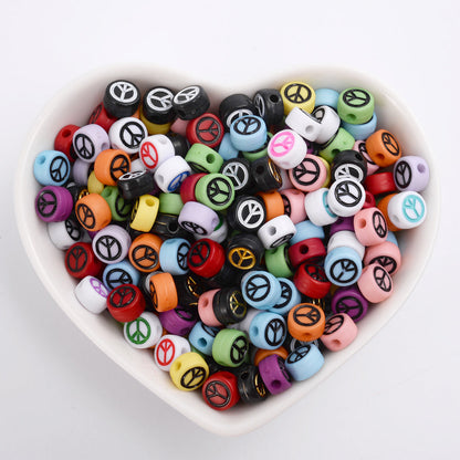Black Peace Symbol Spacer Beads