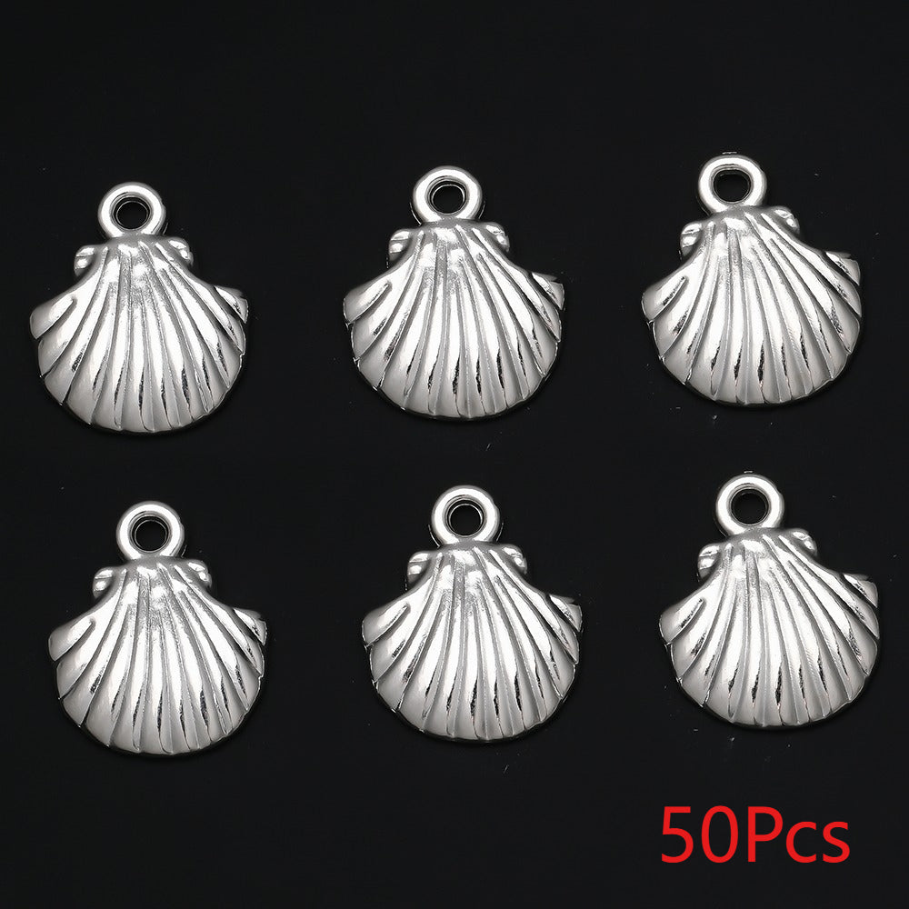 Golden and Silvery Plastic Shell Pendant Charms