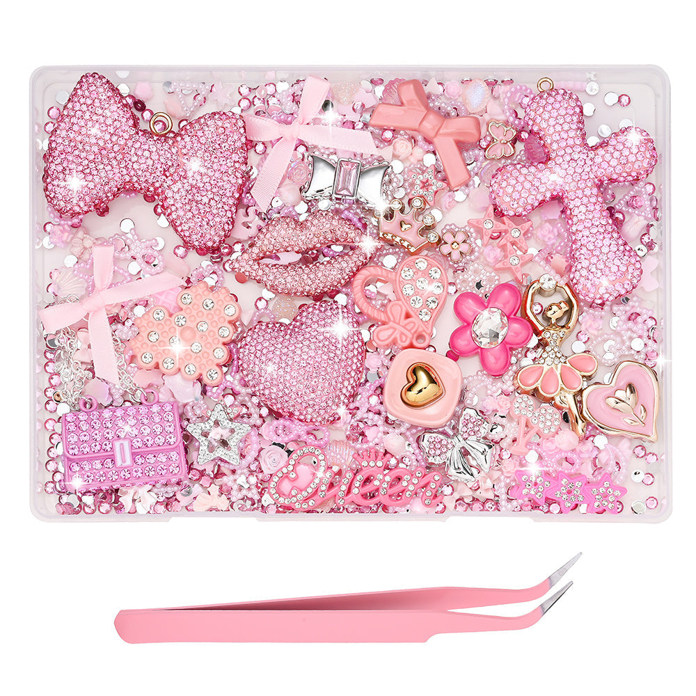 Mixed Pink Rhinestone Flatback Embellishment Set
