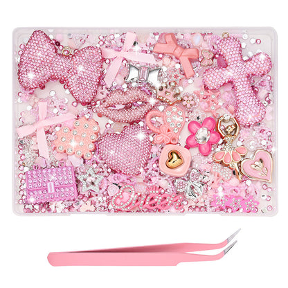 Mixed Pink Rhinestone Flatback Embellishment Set
