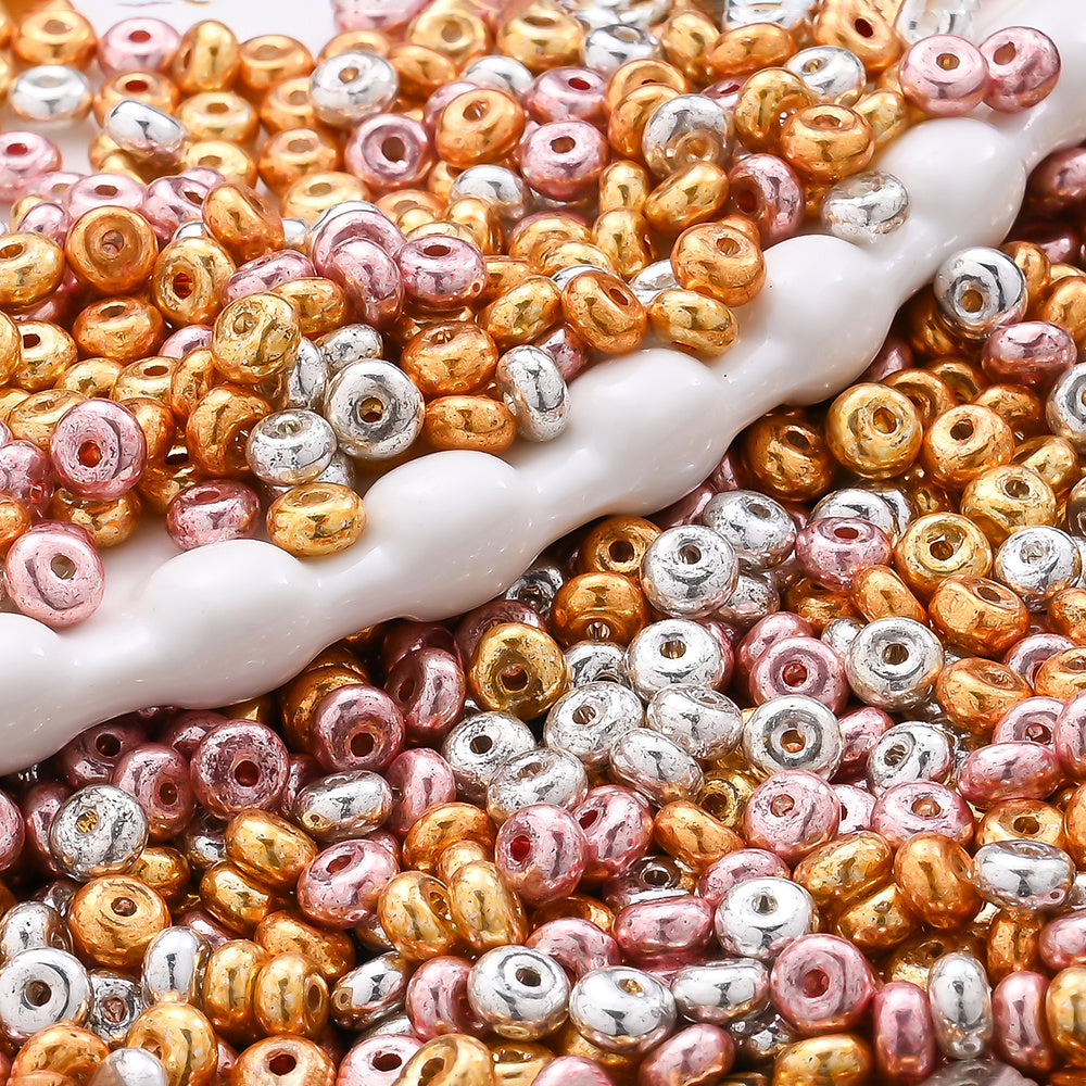 4 mm Glass Metal Abacus Rice Beads