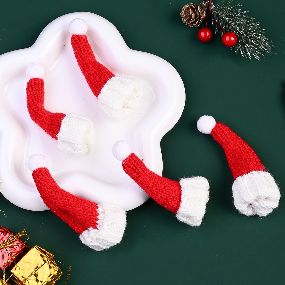 10PCS Mini Christmas Hat & Scarf Bottle Decoration Set