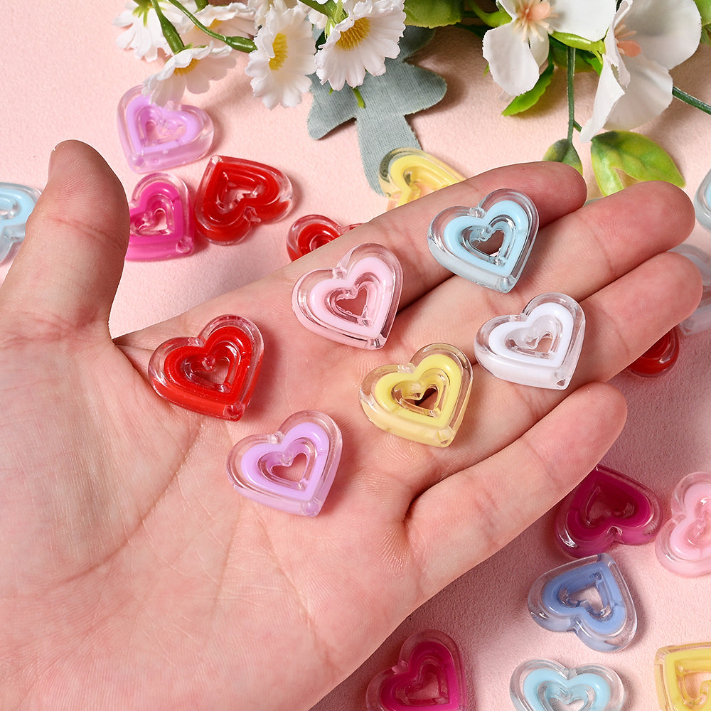 Acrylic Heart-Shaped Beads
