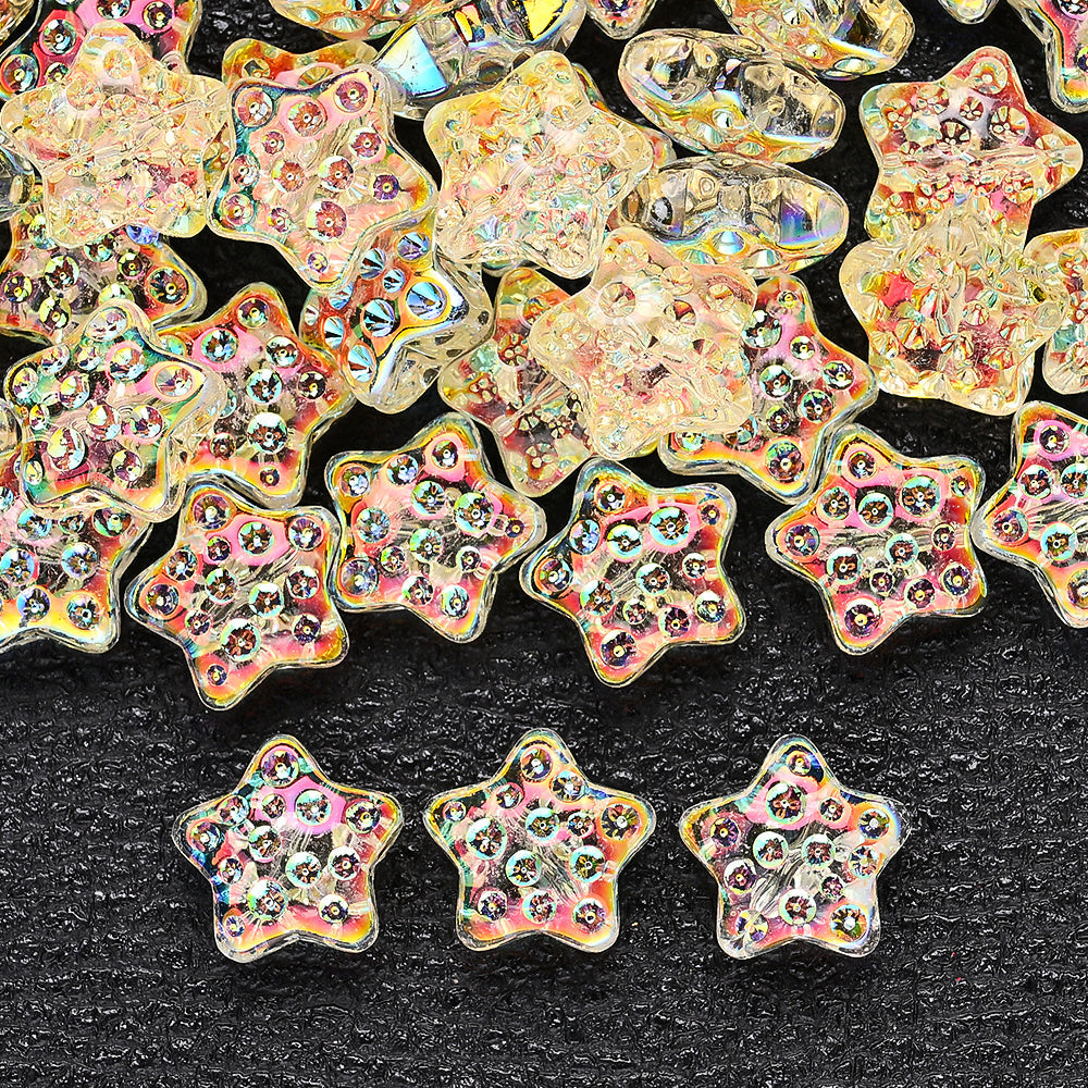 10PCS 18mm AB Shimmer Star Glass Bead Set
