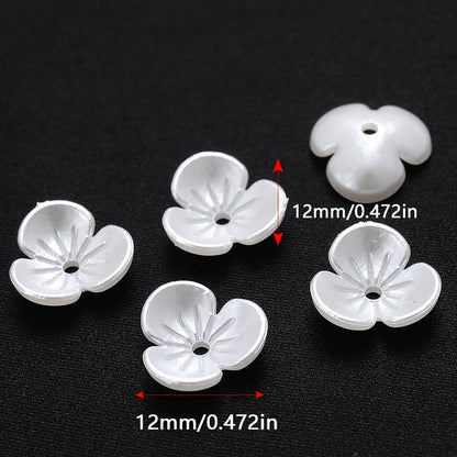 100PCS White Flower-Shaped Acrylic Bead Set