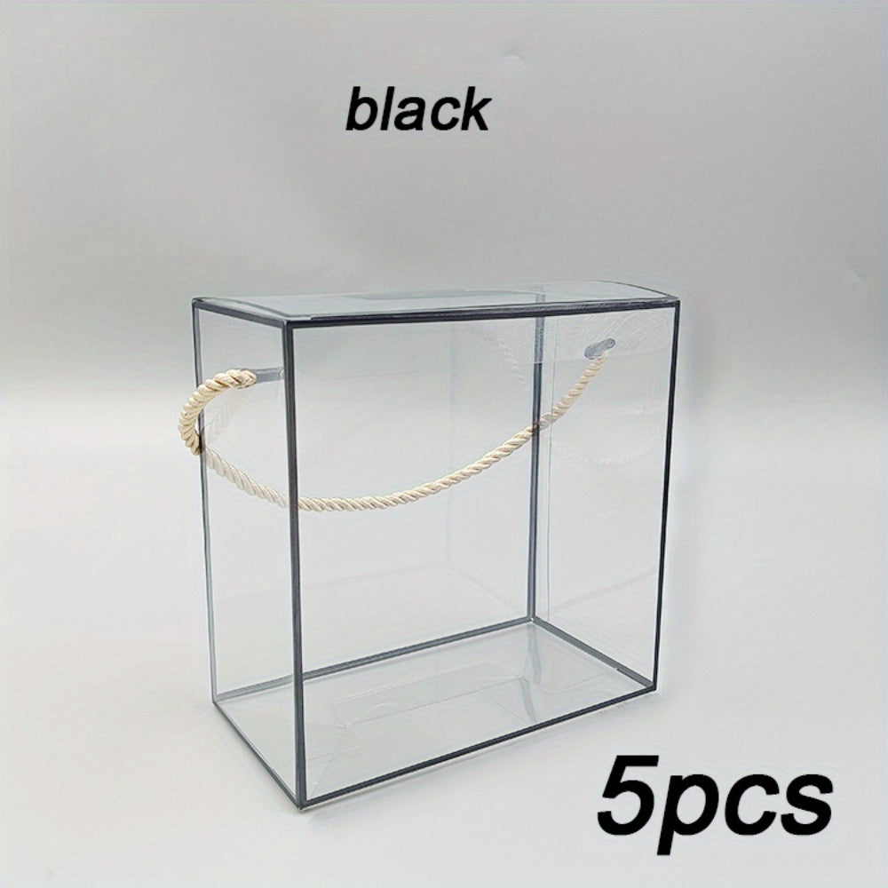 5-Piece Transparent Handheld Gift Boxes with Rope