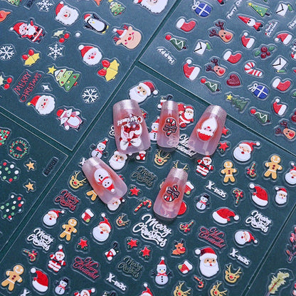 Christmas 5D Relief Nail Art Stickers