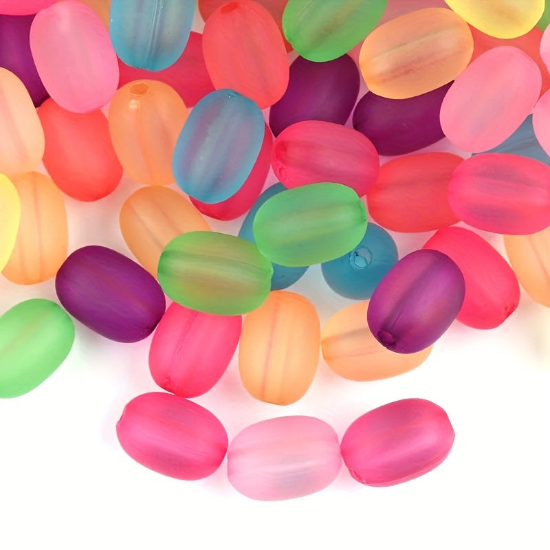100PCS Frosted Acrylic Oval & Round Bead Set