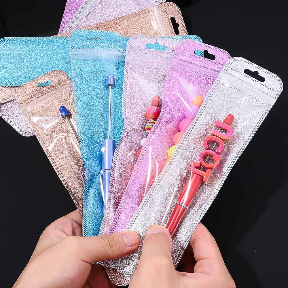 50-Piece 2.16x8.66 in Glitter Holographic Resealable Bags