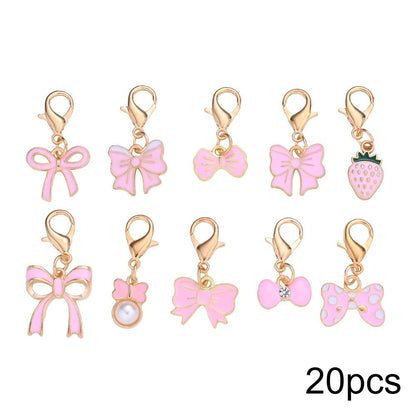 Pink Bow Enamel Pendant Charms