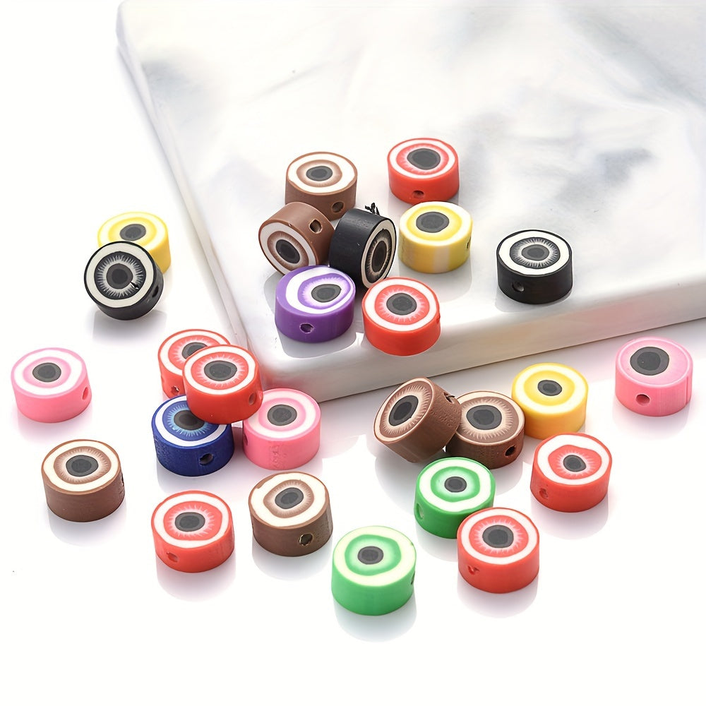 30/50PCS 10mm Mixed Eye Soft Clay Spacer Bead Set