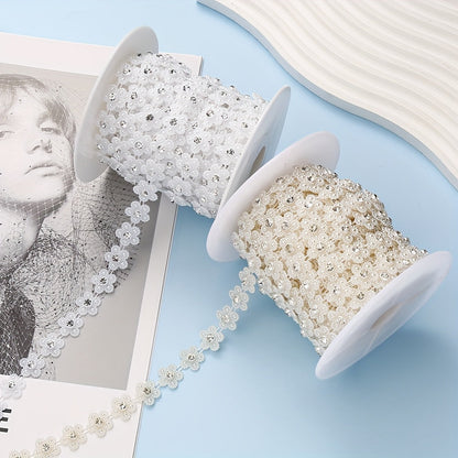 1PC 13mm × 1m White Flower Acrylic Decorative Strip