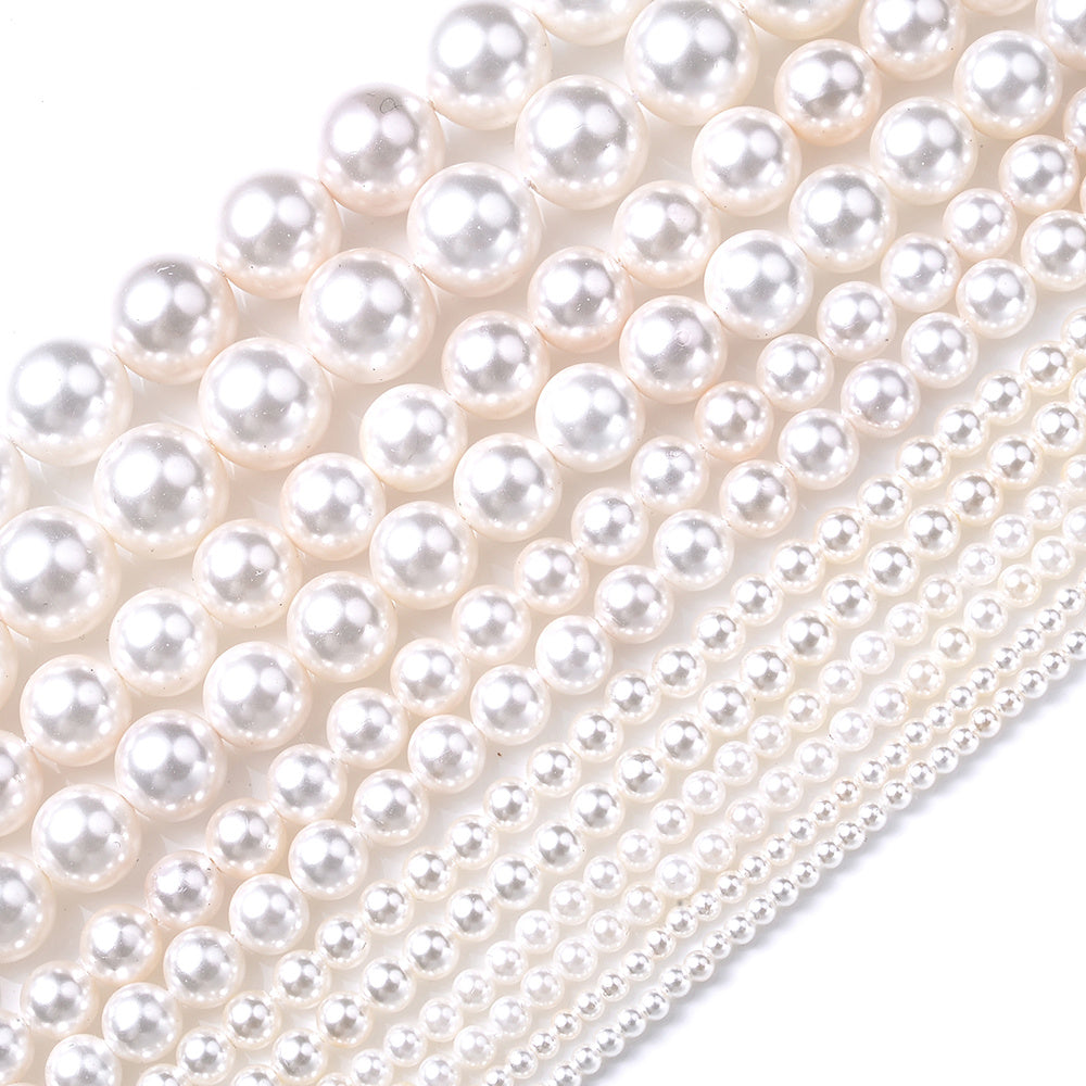 1 Strand 6mm Beige Shell Spacer Beads