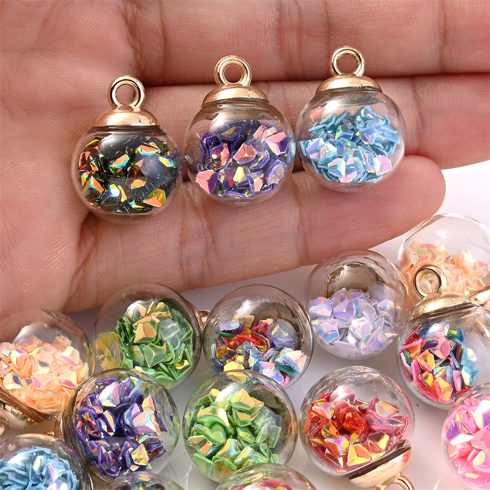 Glitter Sequin Glass Bottle Pendants