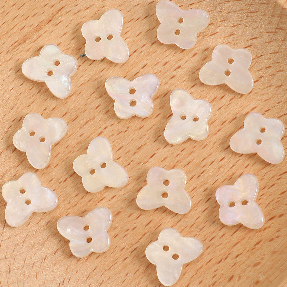 20PCS White AB Butterfly Resin Double-Hole Buttons