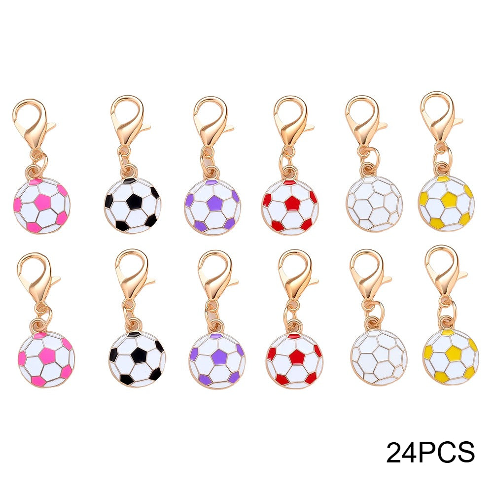 24PCS Random Mix Soccer Mini Keychain Set
