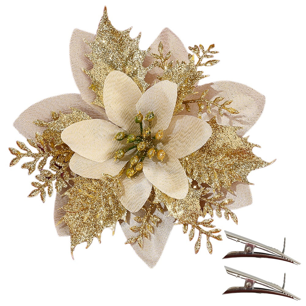 10PCS 14mm Christmas Glitter Layered Flower Set