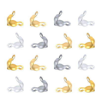 50PCS 3×6mm Gold Bead Cap End Crimp Cover Set