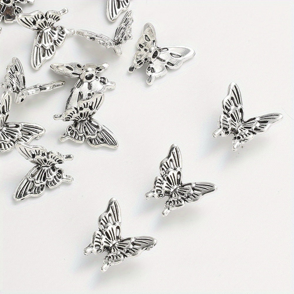 20PCS Retro Silver-Tone Hollow Butterfly Charms