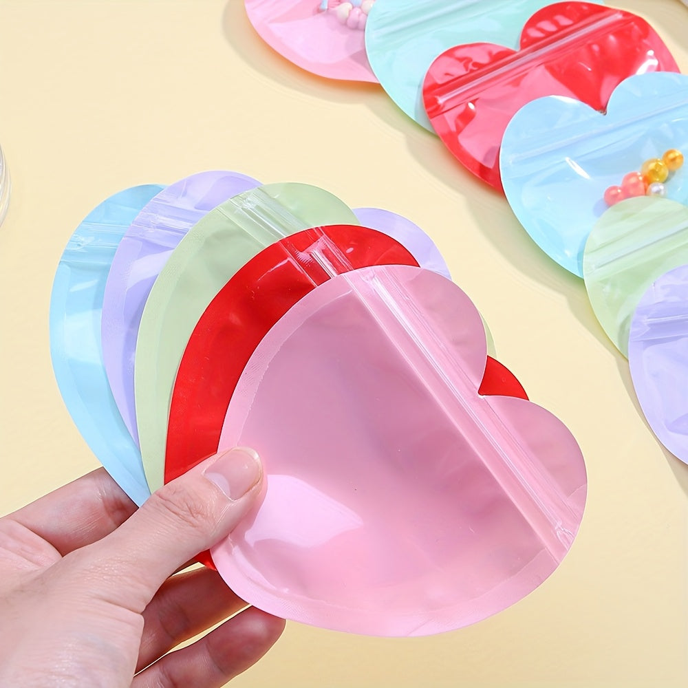 10PCS 3.94-Inch Heart-Shaped Transparent Jewelry Gift Bags