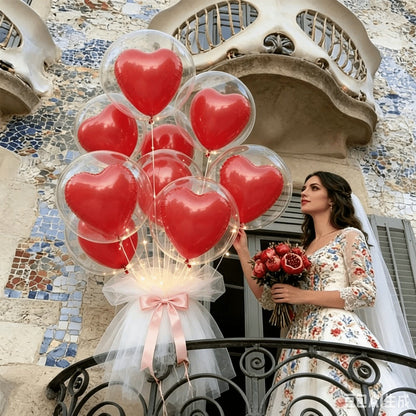 Bubble & Red Heart Balloon Set