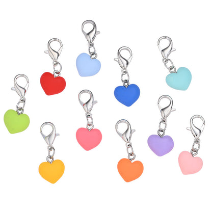 24PCS Multicolor Resin Heart & Star Mini Keychain Set