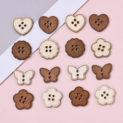 Mixed Wooden Button Decorative Beads