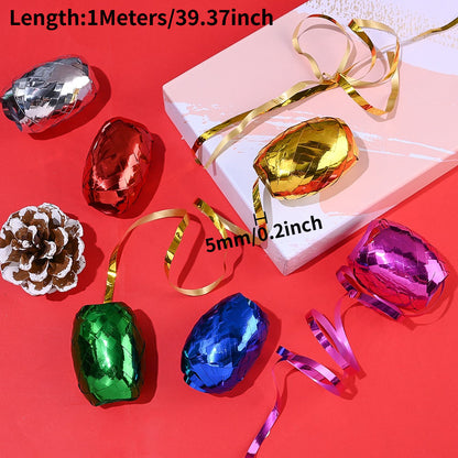 6PCS 1m Christmas Rugby-Shaped Plastic Decorative Ribbon Set