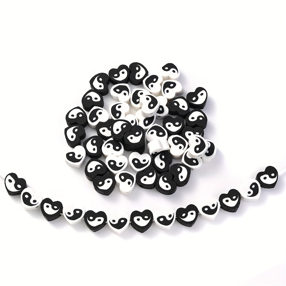 Black and White Tai Chi Polymer Clay Beads