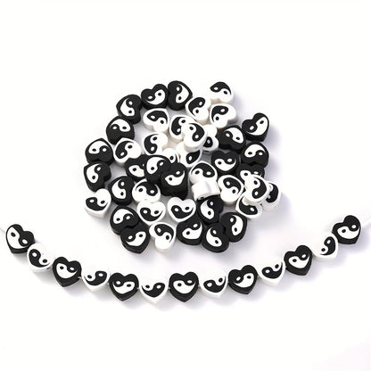Black and White Tai Chi Polymer Clay Beads