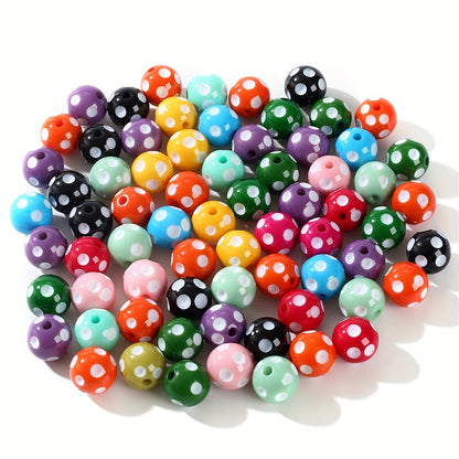 10PCS 16mm Multicolor Resin White Dot Bead Set
