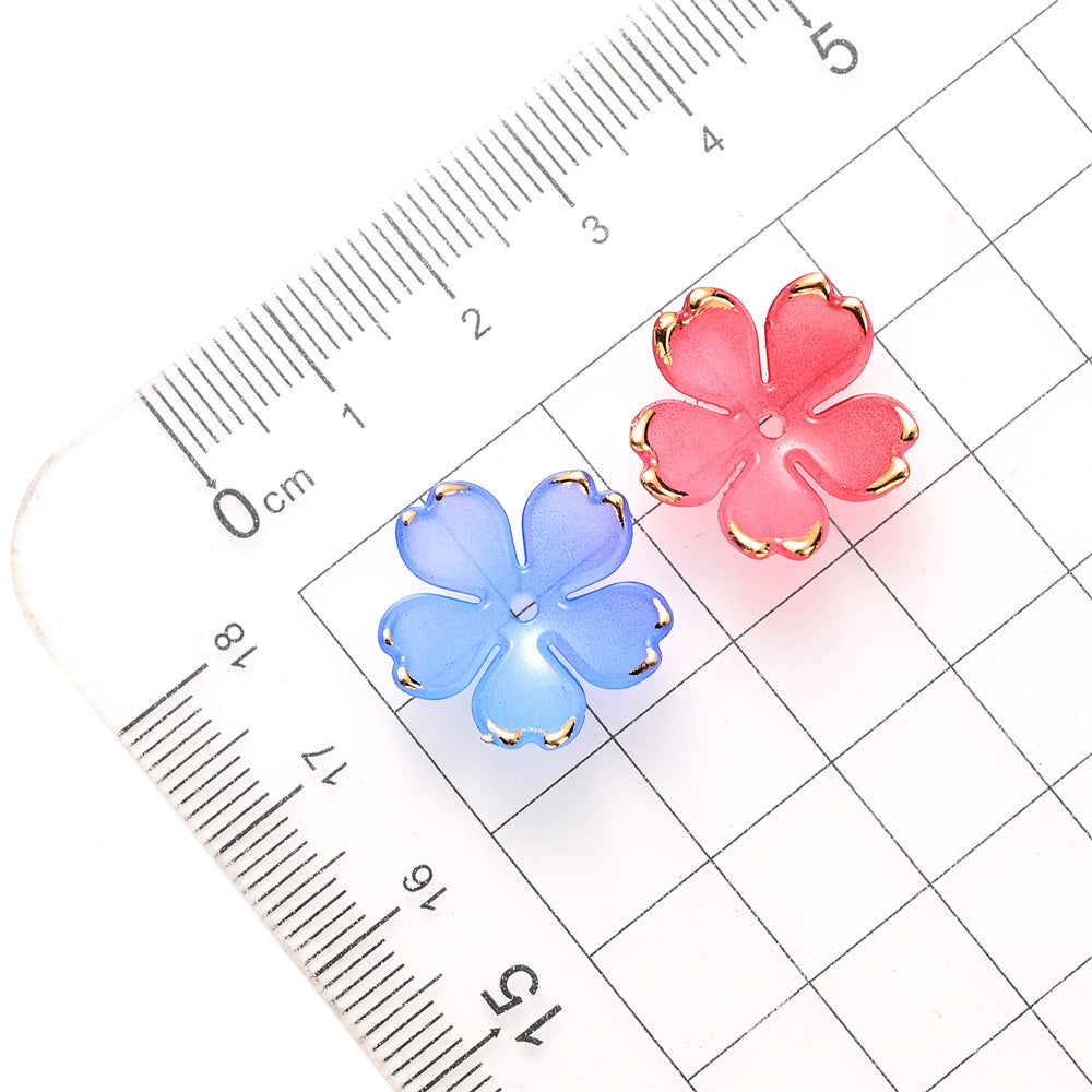 200PCS 19mm Colorful Five-Petal Flower Acrylic Beads