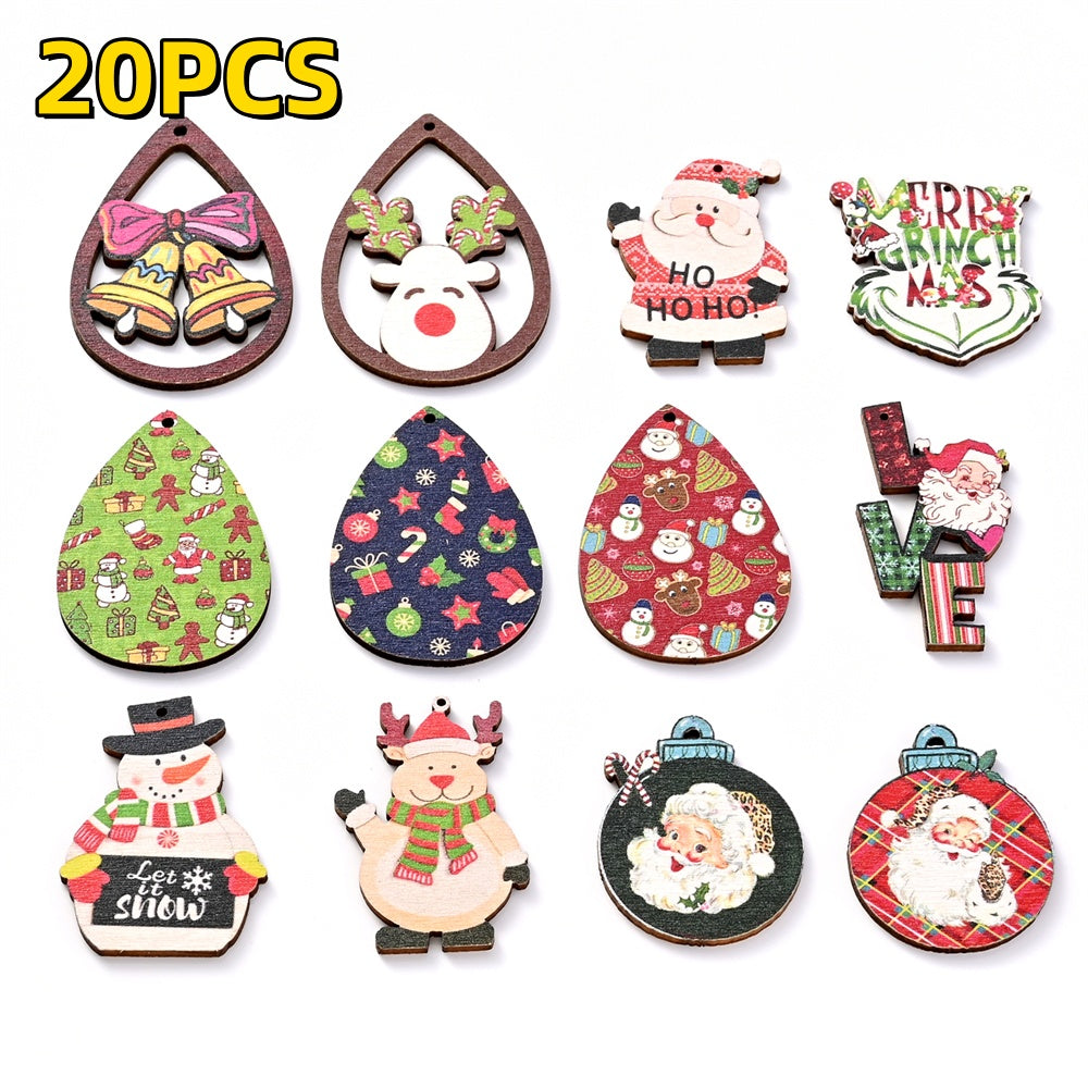 Christmas Painted Wooden Hanging Pendants