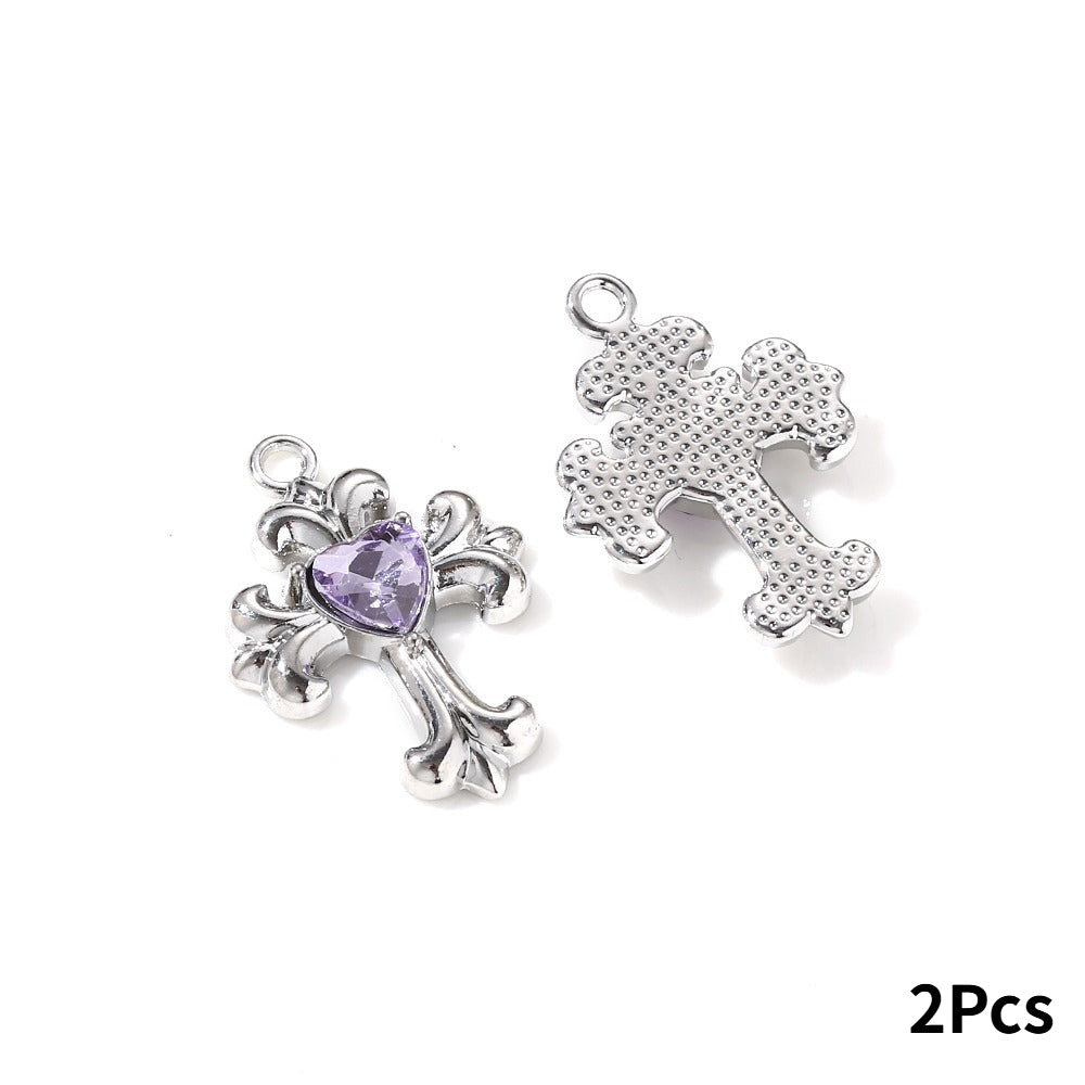 Y2K Rhinestone Cross Alloy Pendants