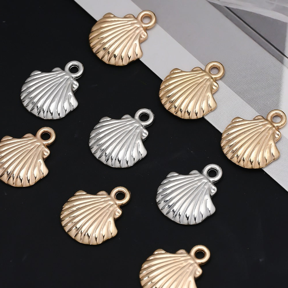 Golden and Silvery Plastic Shell Pendant Charms