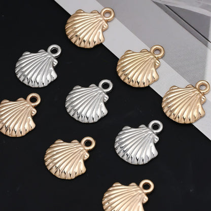 Golden and Silvery Plastic Shell Pendant Charms