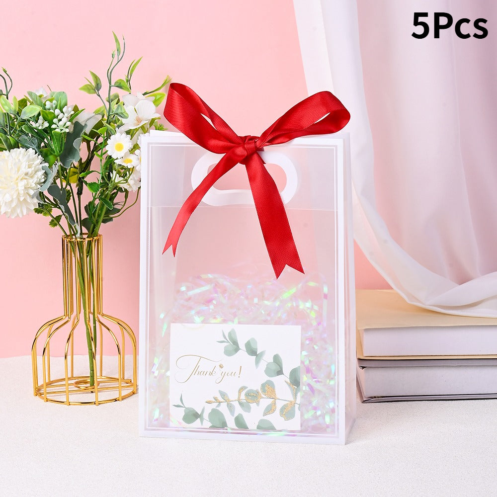 Transparent Plastic Gift Bags with Rafia Ribbon