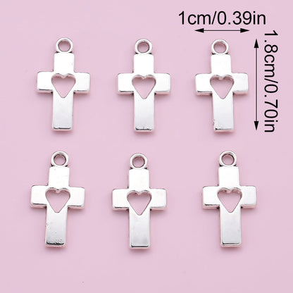 Heart Hollow Cross Pendant Charms