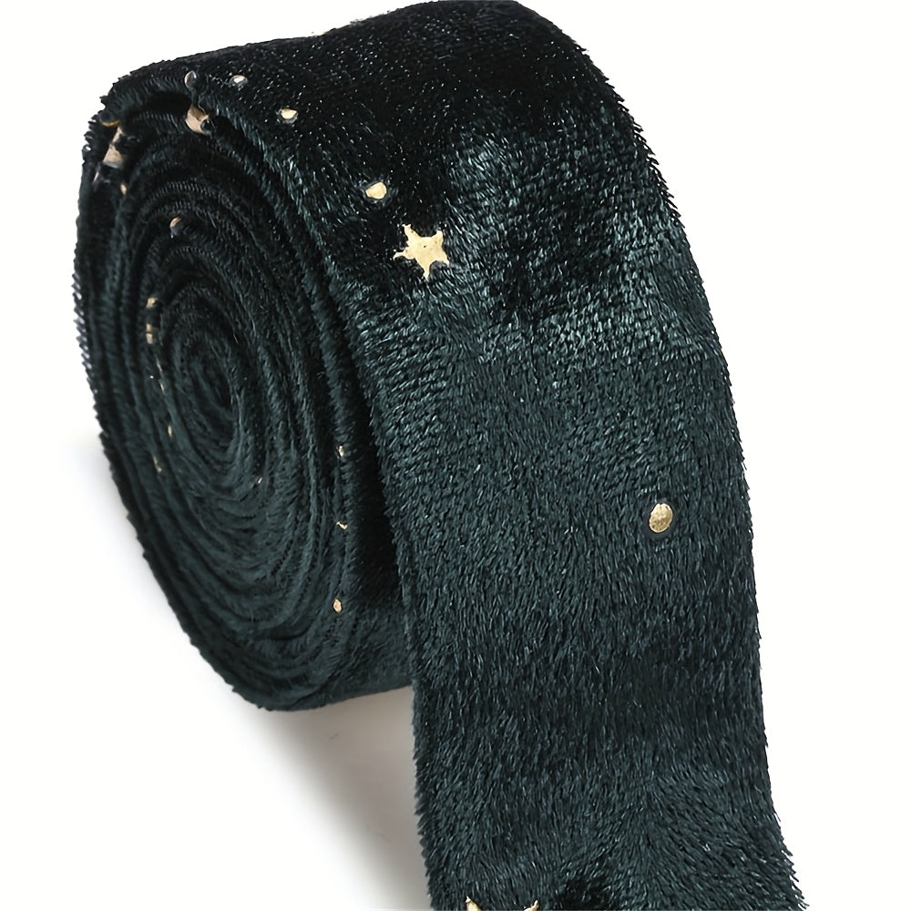 1m 25mm Gold Star Velvet Double-Sided Ribbon