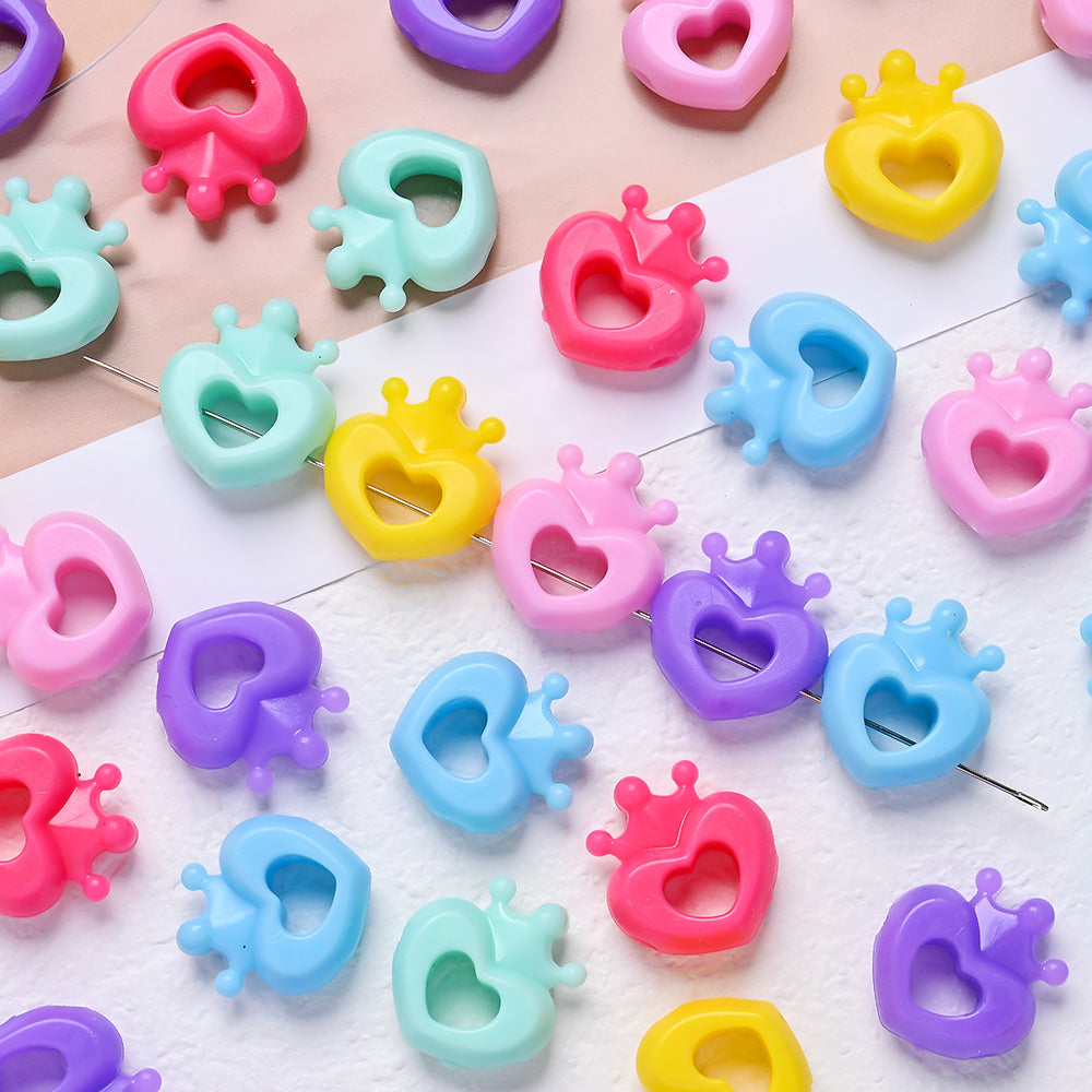 Mixed Color Crown Love Silicone Beads