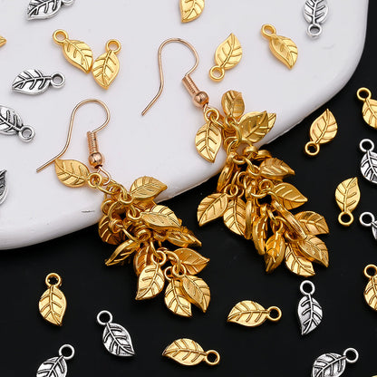 Golden Leaf Alloy Pendant Charms