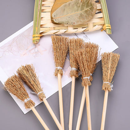 100-Piece Mini Artificial Straw Brooms with White Ropes