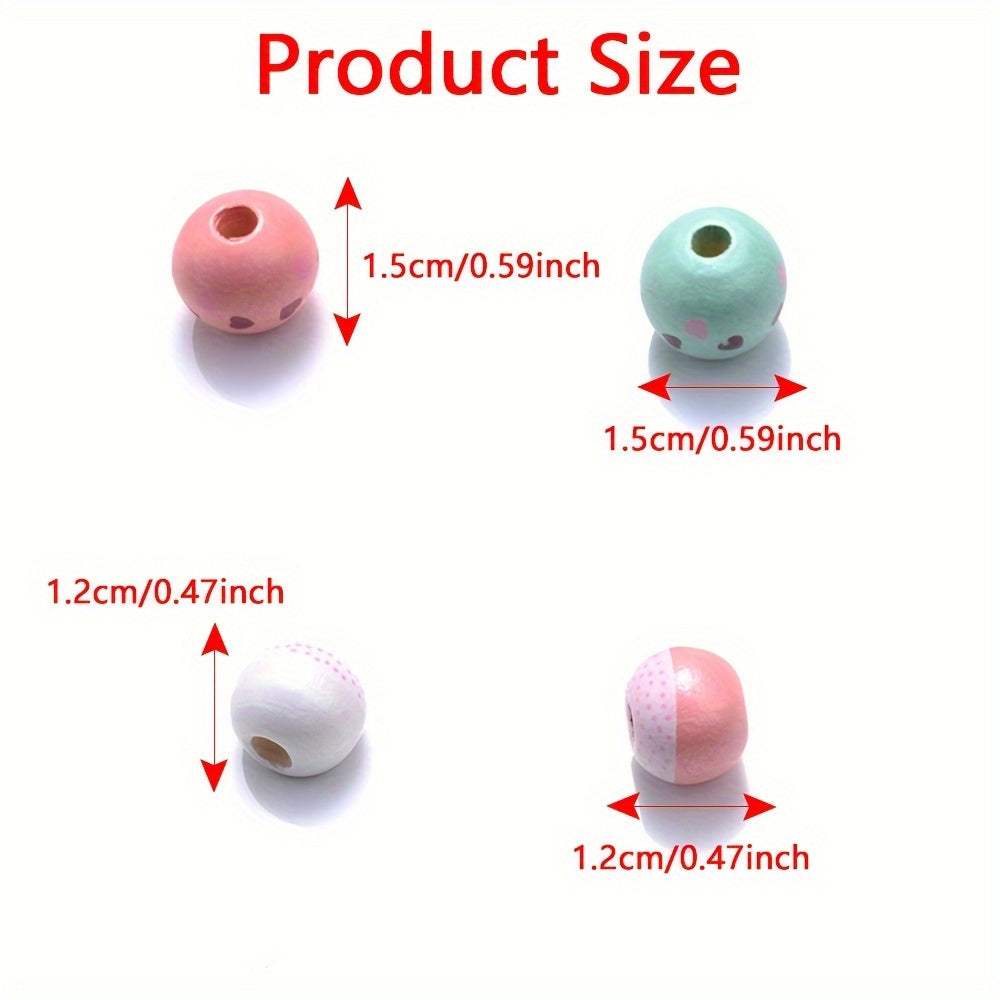 10PCS 12/15mm Two-Tone Love Pattern Wooden Bead Set